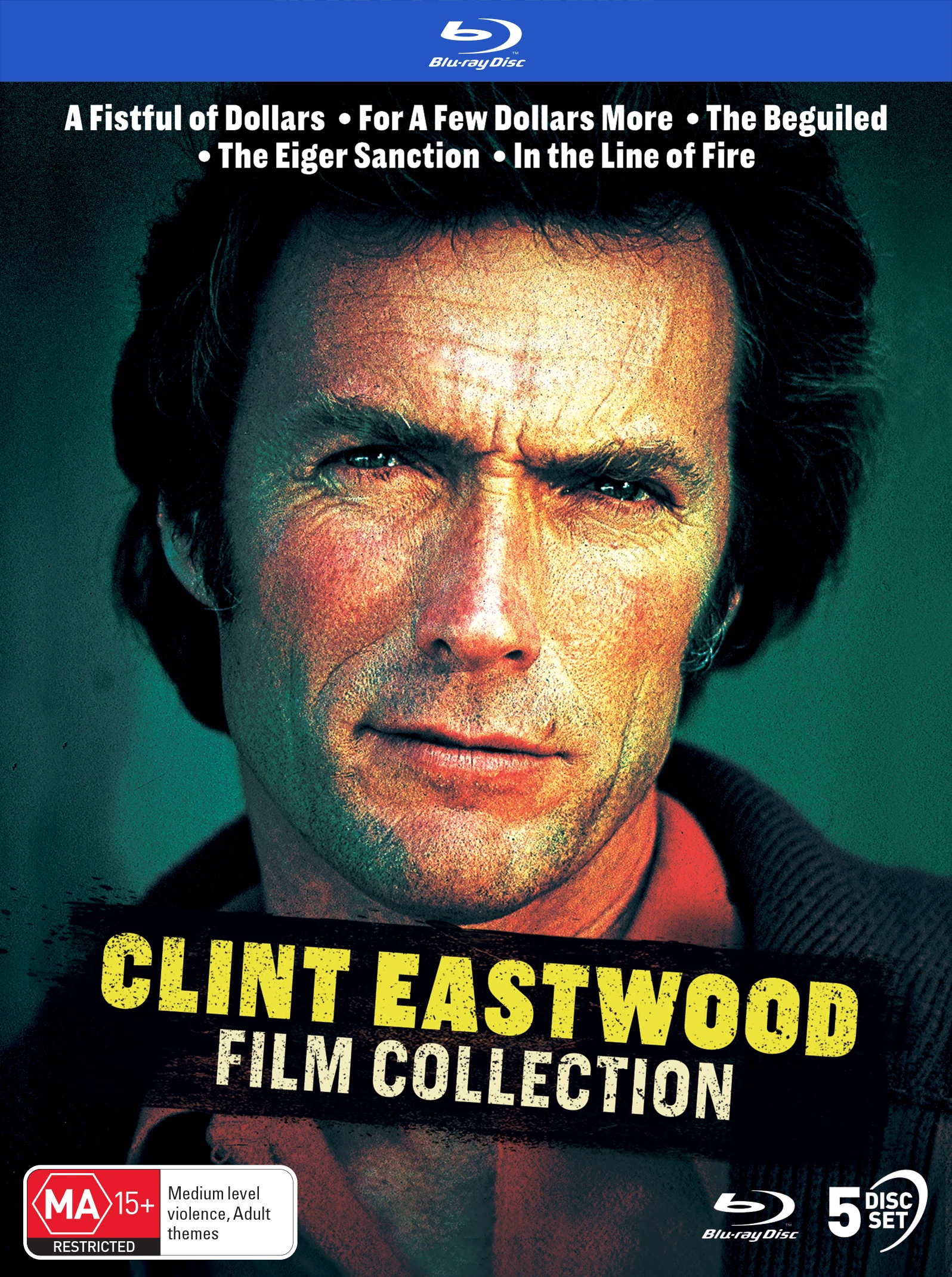 CLINT EASTWOOD: FILM COLLECTION (A FISTFUL OF DOLLARS / FOR A FEW DOLLARS MORE / THE BEGUILED / THE EIGER SANCTION / IN THE LINE OF FIRE) - SPECIAL EDITION BLU-RAY