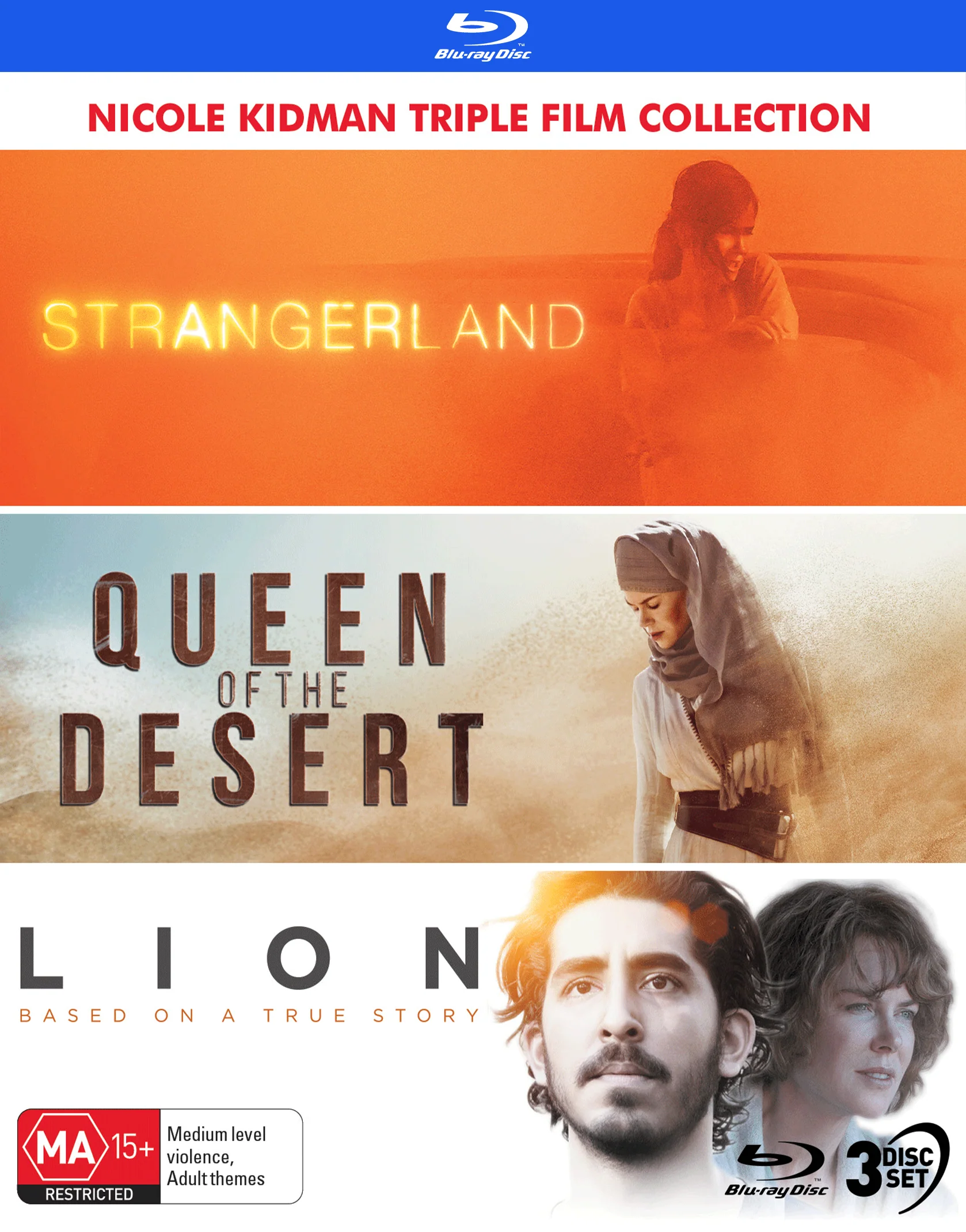 NICOLE KIDMAN: TRIPLE FILM COLLECTION (STRANGERLAND / QUEEN OF THE DESERT / LION) - SPECIAL EDITION BLU-RAY