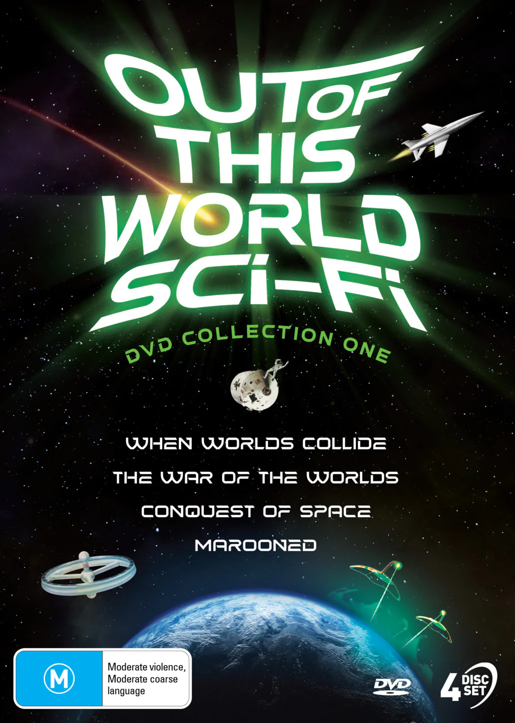 OUT OF THIS WORLD SCI-FI COLLECTION ONE - WHEN WORLDS COLLIDE, WAR OF THE WORLDS, CONQUEST OF SPACE, MAROONED