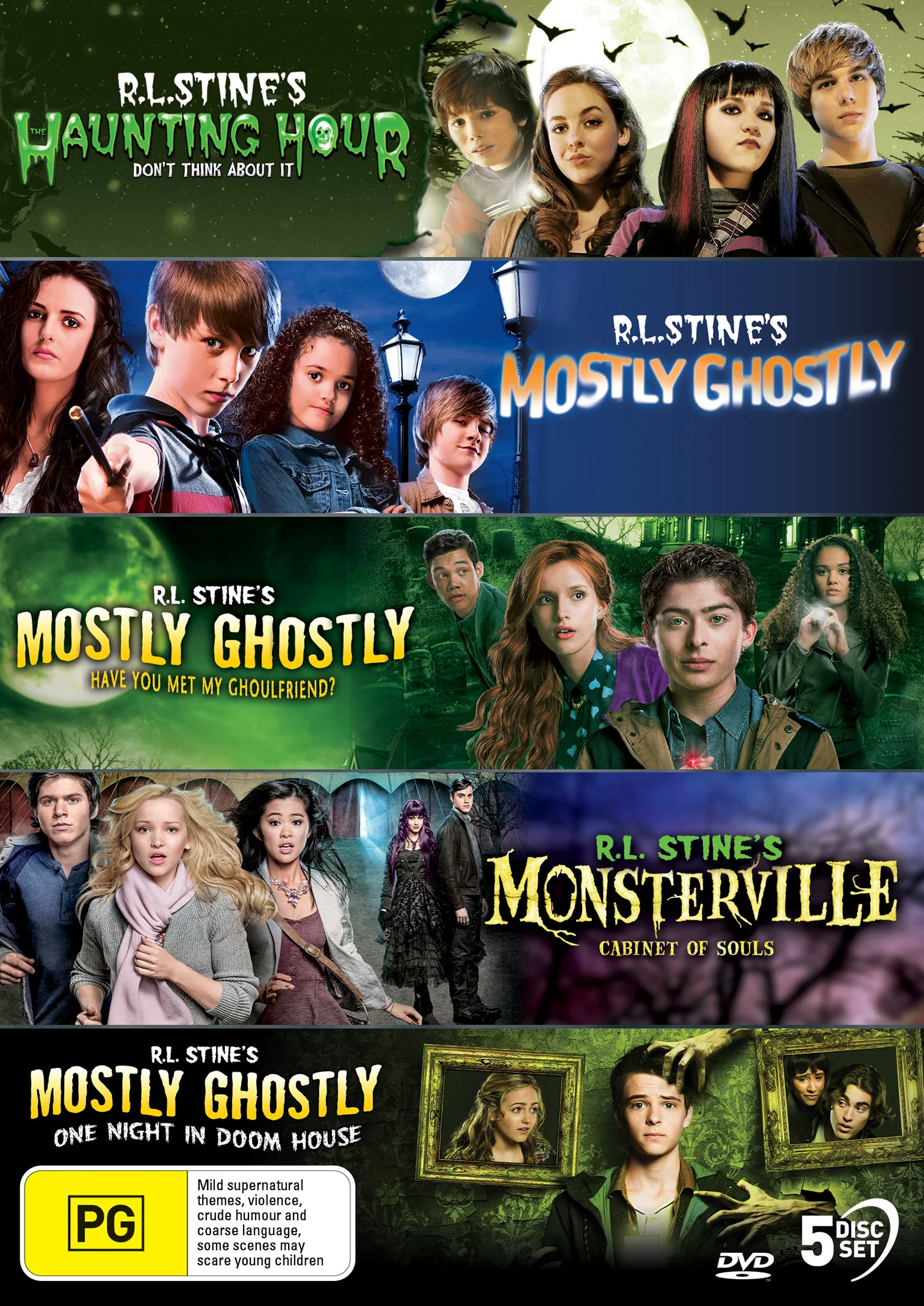 R.L. STINE COLLECTION: THE HAUNTING HOUR - DON'T THINK ABOUT IT / MOSTLY GHOSTLY / MOSTLY GHOSTLY - HAVE YOU MET MY GHOULFRIEND? / MONSTERVILLE - CABINET OF SOULS / MOSTY GHOSTLY - ONE NIGHT IN DOOM HOUSE